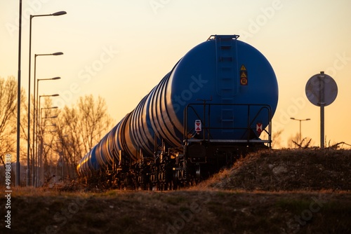 Fotografie, Obraz Freight train transporting liquid fuel at depot