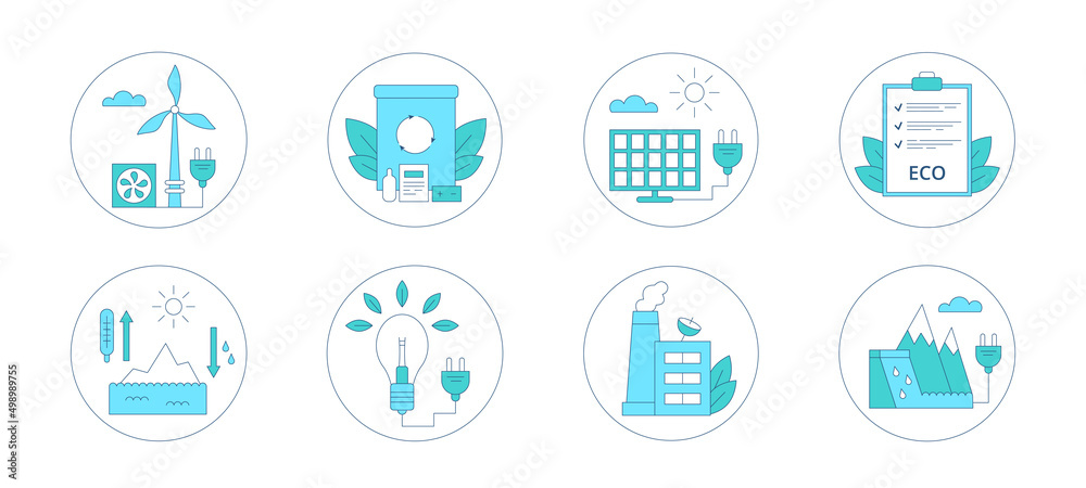 Set icons environmental, ESG concept. Vector illustration isolated on a white background. Set icons environmental, ESG concept. Vector illustration isolated on a white background.