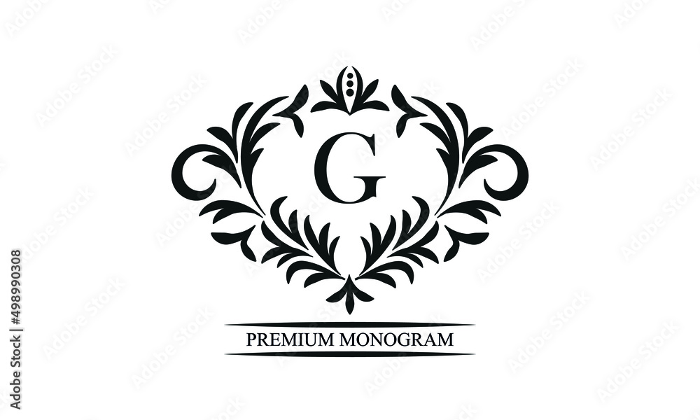 Naklejka premium Exquisite monogram template with the initials G. Elegant logo for cafes, bars, restaurants, invitations. Business style and brand of the company.