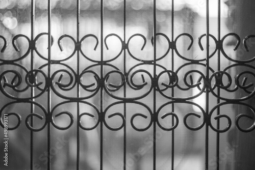 Close-up chain link fence   Sunset background