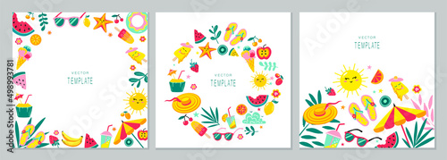 Set of cute summer vector templates