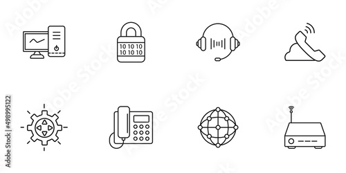 Voice over IP icons set . Voice over IP pack symbol vector elements for infographic web