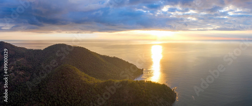 Sunrise above Maden Koyu Beach (also Atbuku Beach) on Lycian Way. Beydaglari Coastal National Park, Antalya Province, Turkey. photo