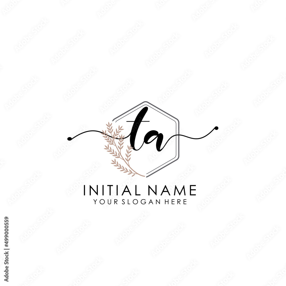 TA Luxury initial handwriting logo with flower template, logo for beauty, fashion, wedding, photography TA Luxury initial handwriting logo with flower template, logo for beauty, fashion, wedding, photography