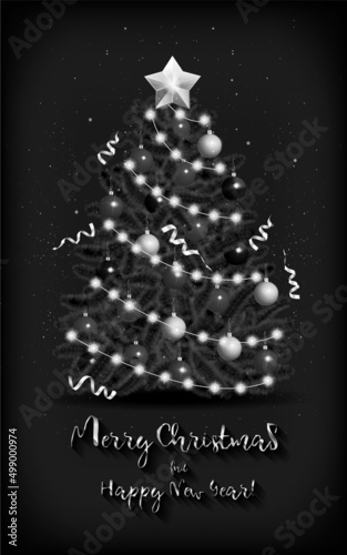 Christmas black and white card