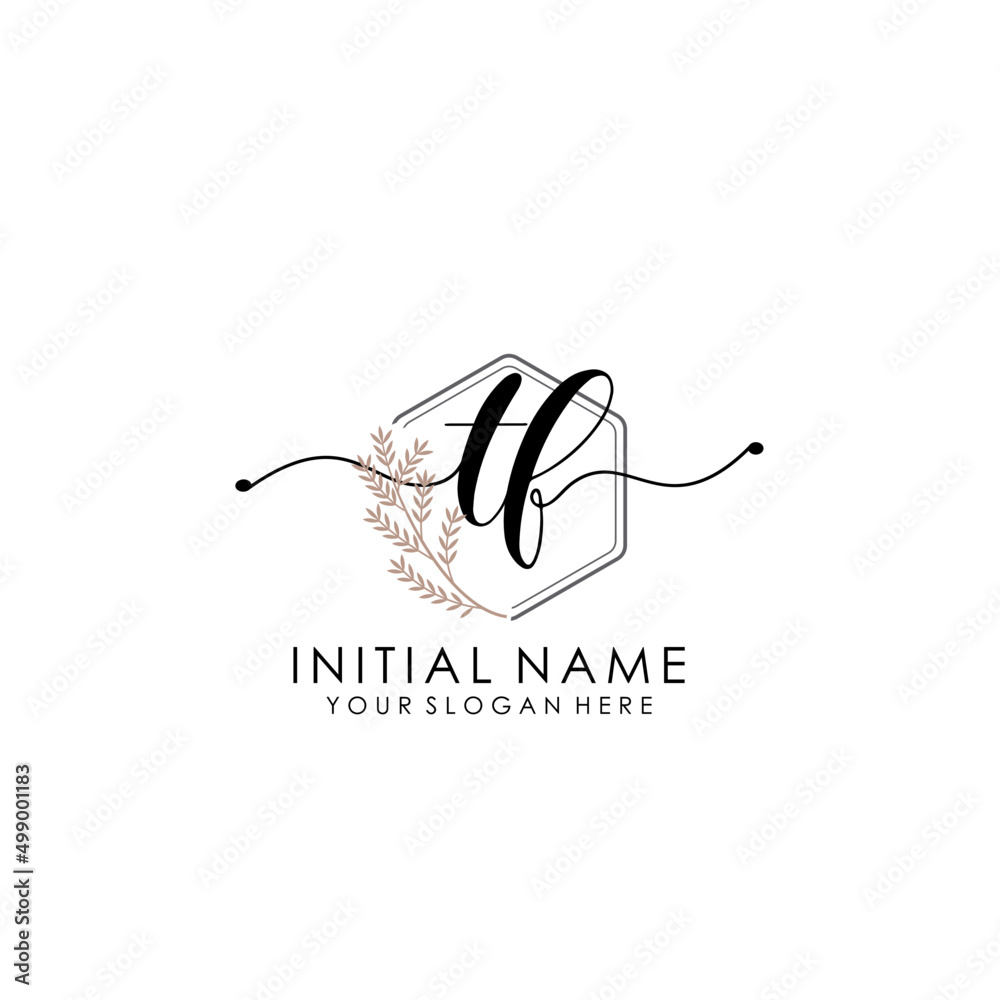 TF Luxury initial handwriting logo with flower template, logo for beauty, fashion, wedding, photography TF Luxury initial handwriting logo with flower template, logo for beauty, fashion, wedding, photography