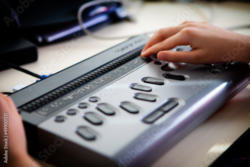 Braille laptop allowing the visually impaired to access computers. photo