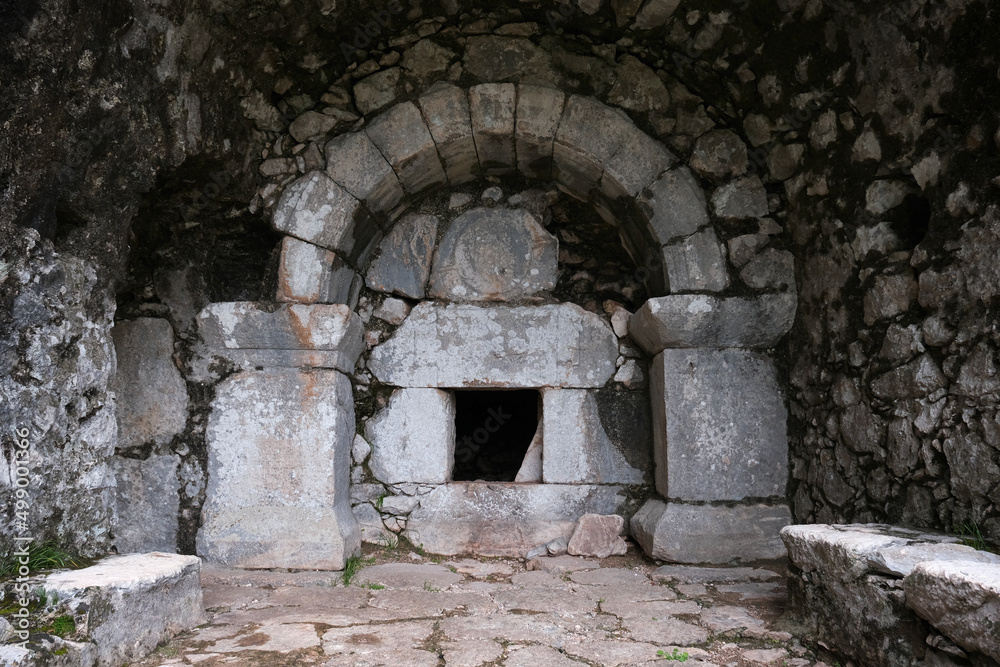 Crypt of Byzantium church. Olympos, Turkey.