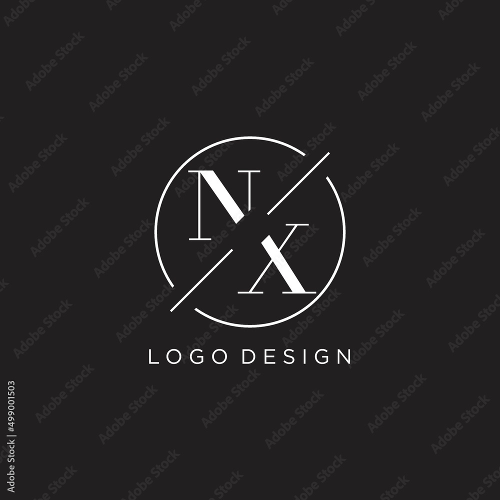 Letter NX logo with simple circle line. Creative look monogram logo ...