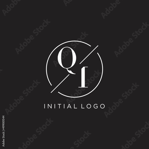 Letter QI logo with simple circle line. Creative look monogram logo design