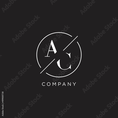 Letter AC logo with simple circle line. Creative look monogram logo design
