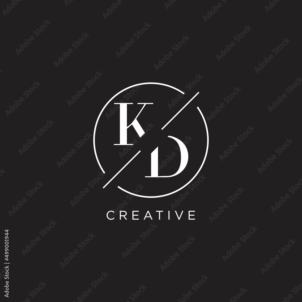 Letter KD logo with simple circle line. Creative look monogram logo ...