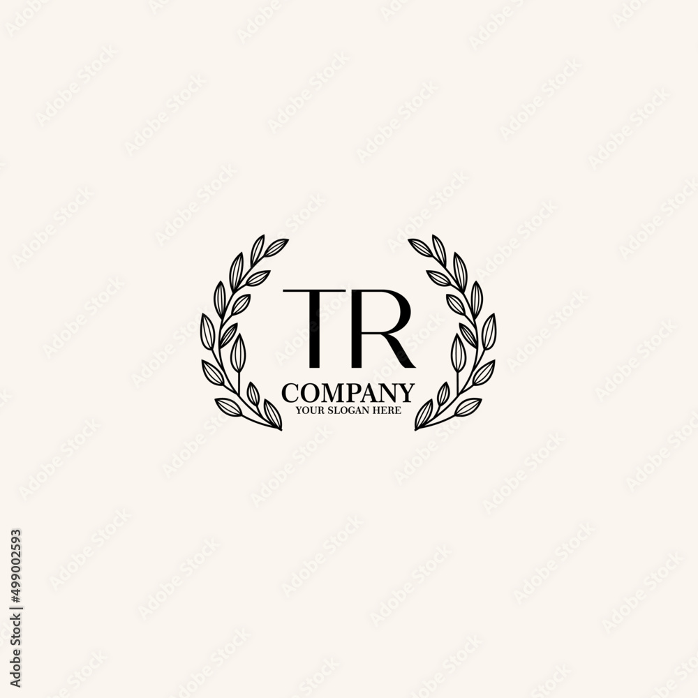Obraz premium TR Beauty vector initial logo art handwriting logo of initial signature, wedding, fashion, jewelry, boutique, floral