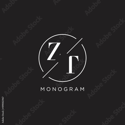 Letter ZT logo with simple circle line. Creative look monogram logo design photo