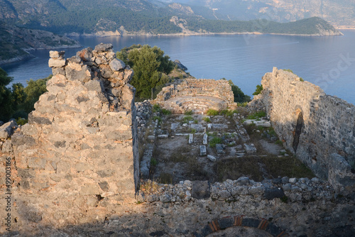 Ruins of the Byzantine Church on Gemiler Island, Turkey. photo