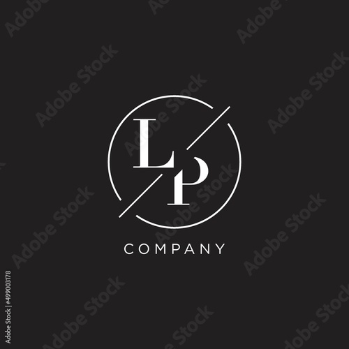 Letter LP logo with simple circle line. Creative look monogram logo design