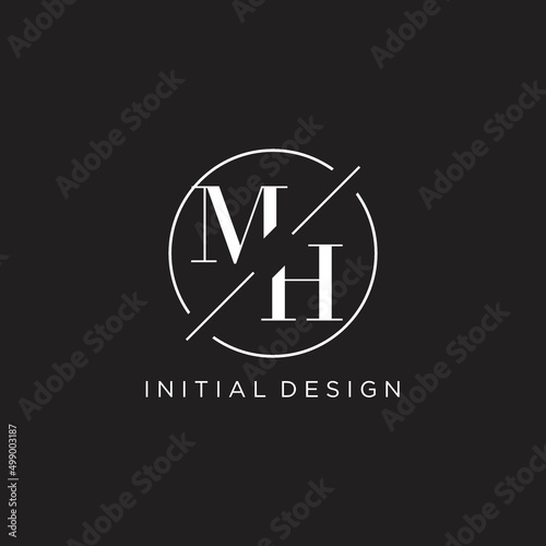 Letter MH logo with simple circle line. Creative look monogram logo design