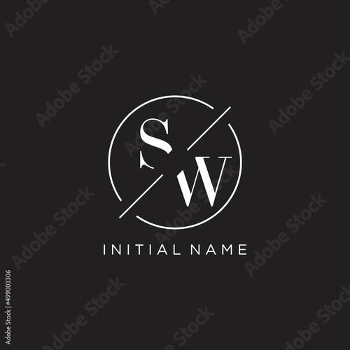 Letter SW logo with simple circle line. Creative look monogram logo design