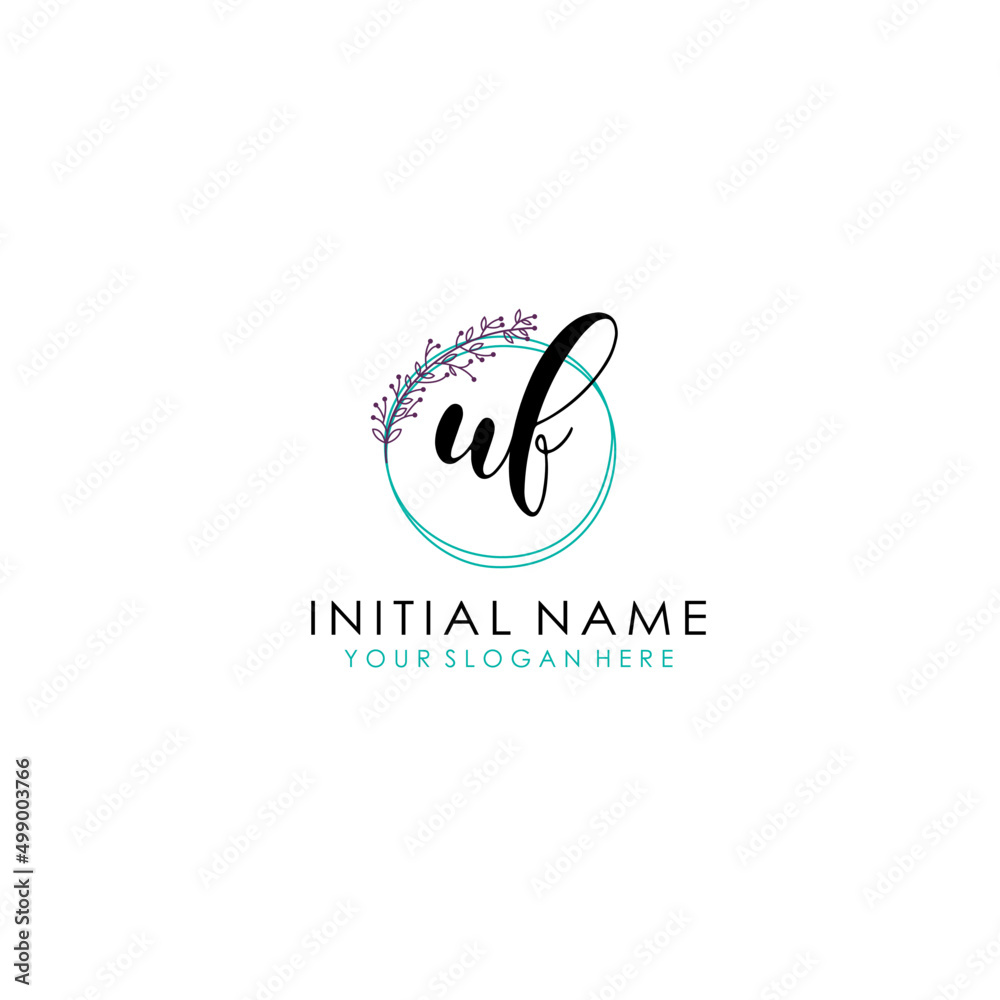 UF Initial letter handwriting and signature logo. Beauty vector initial logo .Fashion  boutique  floral and botanical