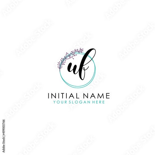 UF Initial letter handwriting and signature logo. Beauty vector initial logo .Fashion boutique floral and botanical