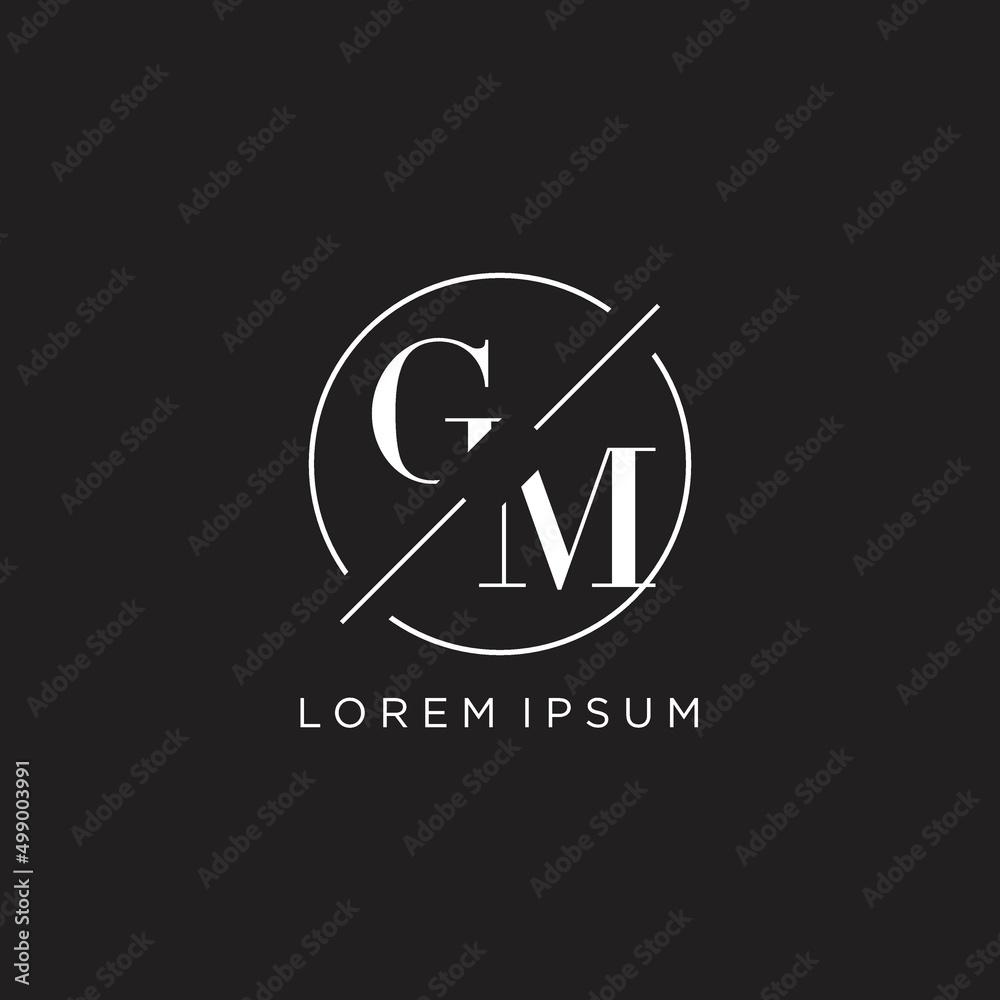Letter GM logo with simple circle line. Creative look monogram logo design Stock Adobe Stock