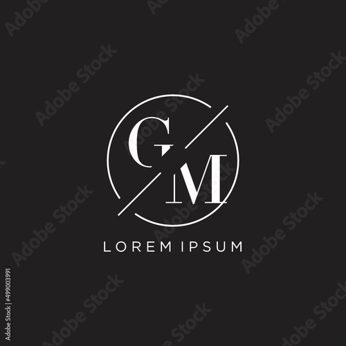 Letter GM logo with simple circle line. Creative look monogram logo design
