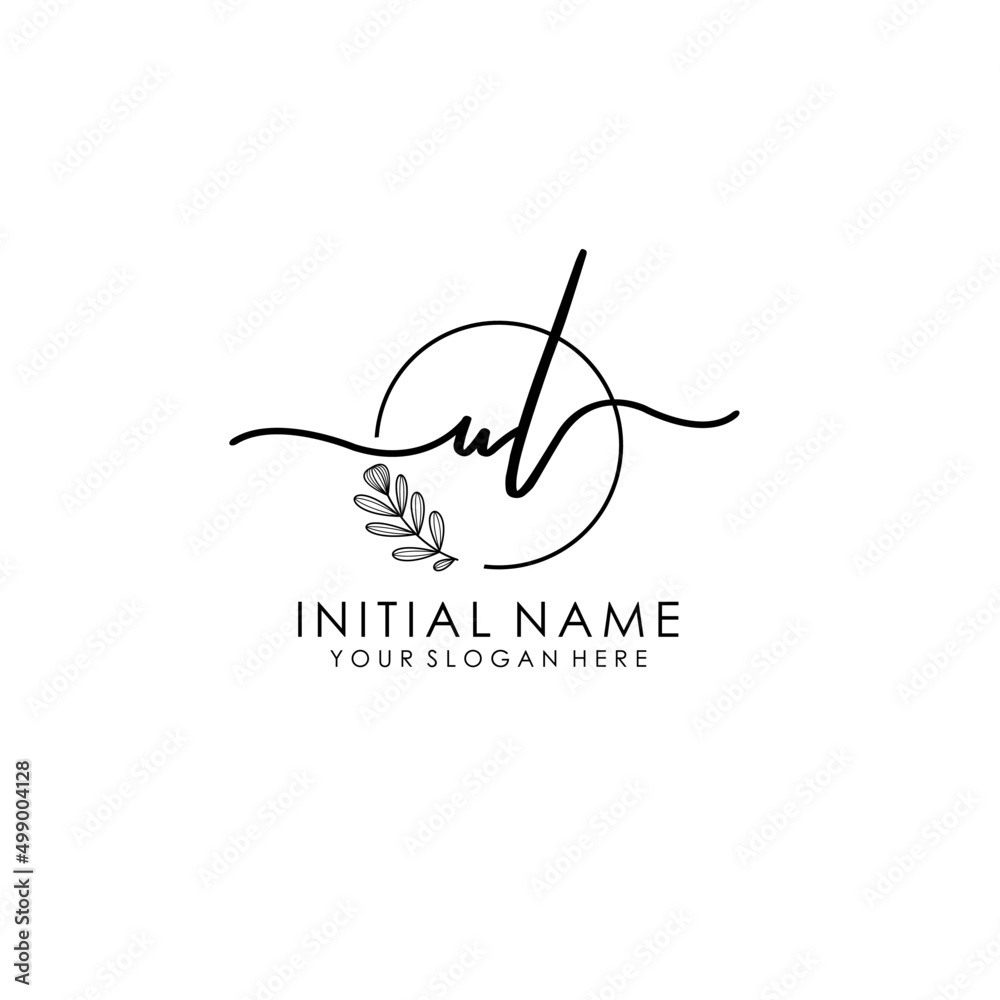 UL Luxury initial handwriting logo with flower template, logo for beauty, fashion, wedding, photography UL Luxury initial handwriting logo with flower template, logo for beauty, fashion, wedding, photography