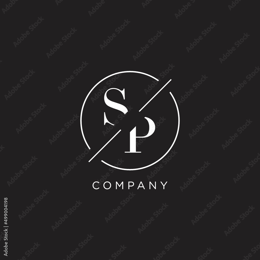 Letter SP logo with simple circle line. Creative look monogram logo ...