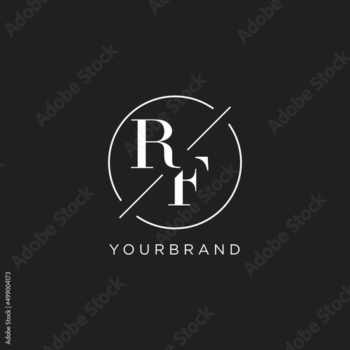 Letter RF logo with simple circle line. Creative look monogram logo design