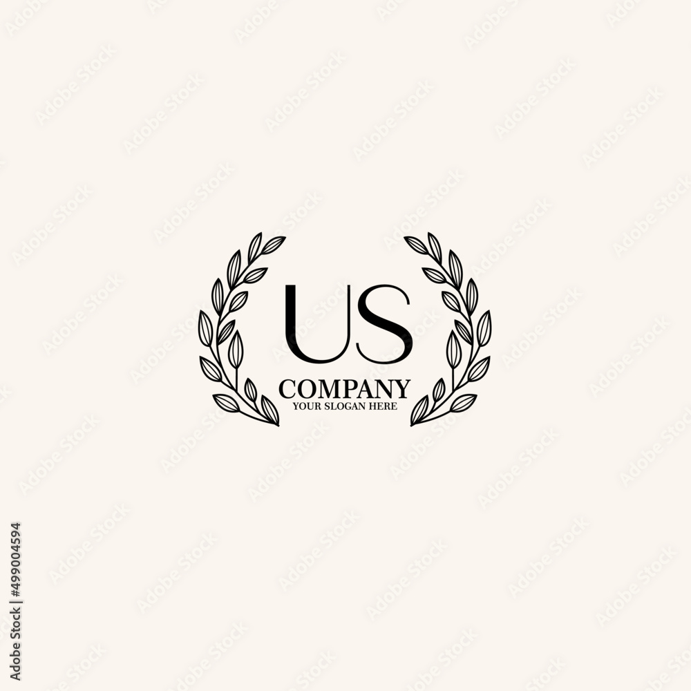 Obraz premium US Beauty vector initial logo art handwriting logo of initial signature, wedding, fashion, jewelry, boutique, floral