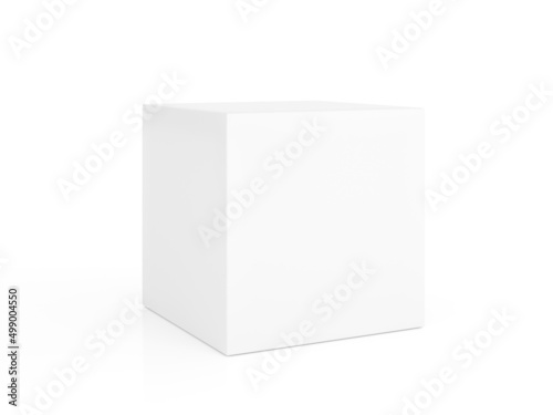 White cube on white background. 3d rendering.
