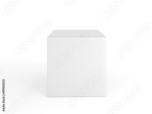 White cube on white background. 3d rendering. © Linett