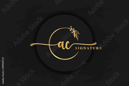luxury signature logo design initial ac. Handwriting vector logo design illustration image