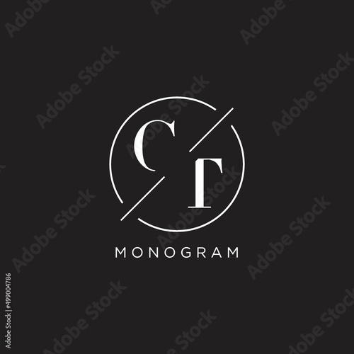 Letter CT logo with simple circle line. Creative look monogram logo design