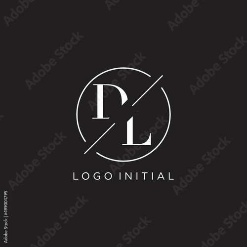 Letter DL logo with simple circle line. Creative look monogram logo design