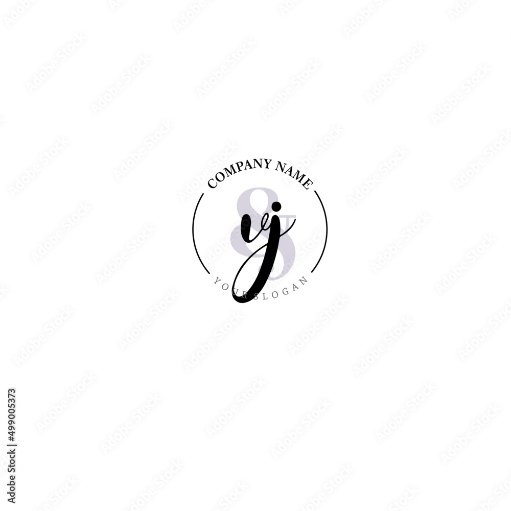 Obraz premium VJ Initial letter handwriting and signature logo. Beauty vector initial logo .Fashion boutique floral and botanical