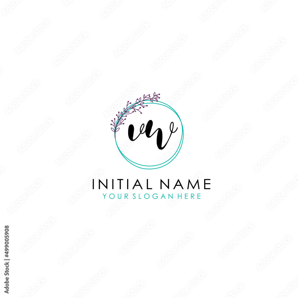 VW Initial letter handwriting and signature logo. Beauty vector initial logo .Fashion  boutique  floral and botanical