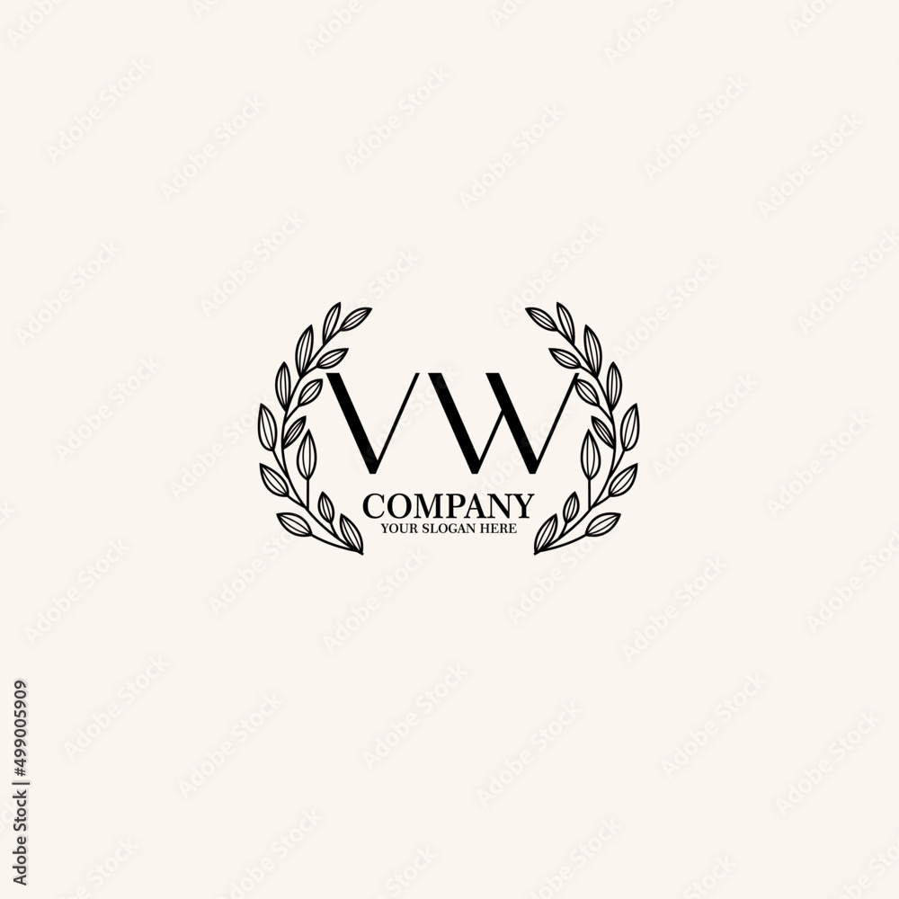 VW Beauty vector initial logo art  handwriting logo of initial signature, wedding, fashion, jewelry, boutique, floral