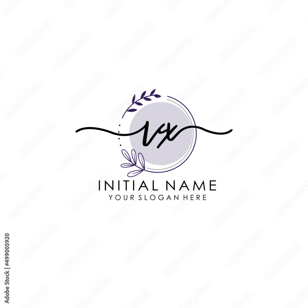 VX Luxury initial handwriting logo with flower template, logo for beauty, fashion, wedding, photography VX Luxury initial handwriting logo with flower template, logo for beauty, fashion, wedding, photography