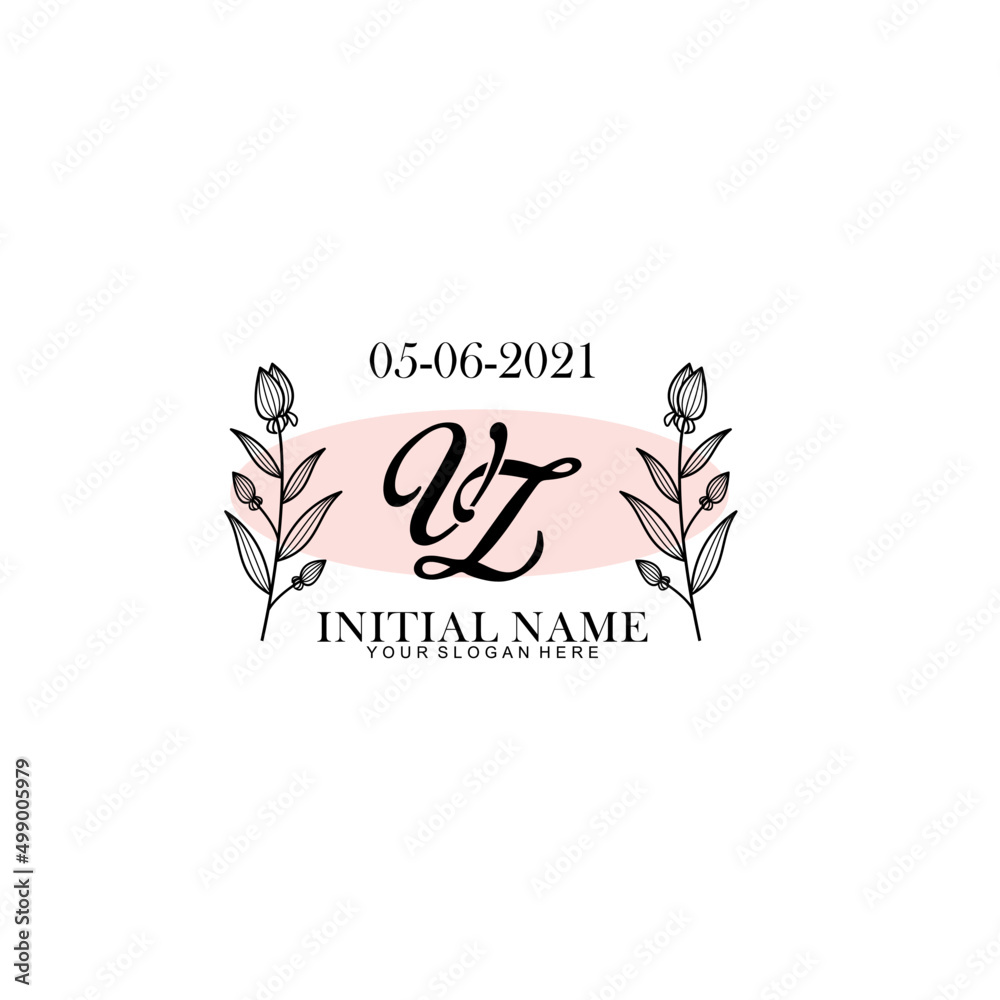 VZ Initial letter handwriting and signature logo. Beauty vector initial logo .Fashion  boutique  floral and botanical