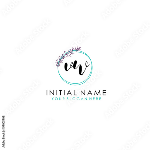 Free Download VW Initial letter handwriting and signature logo. Beauty vector initial logo .Fashion  boutique  floral and botanical - GFXLoad