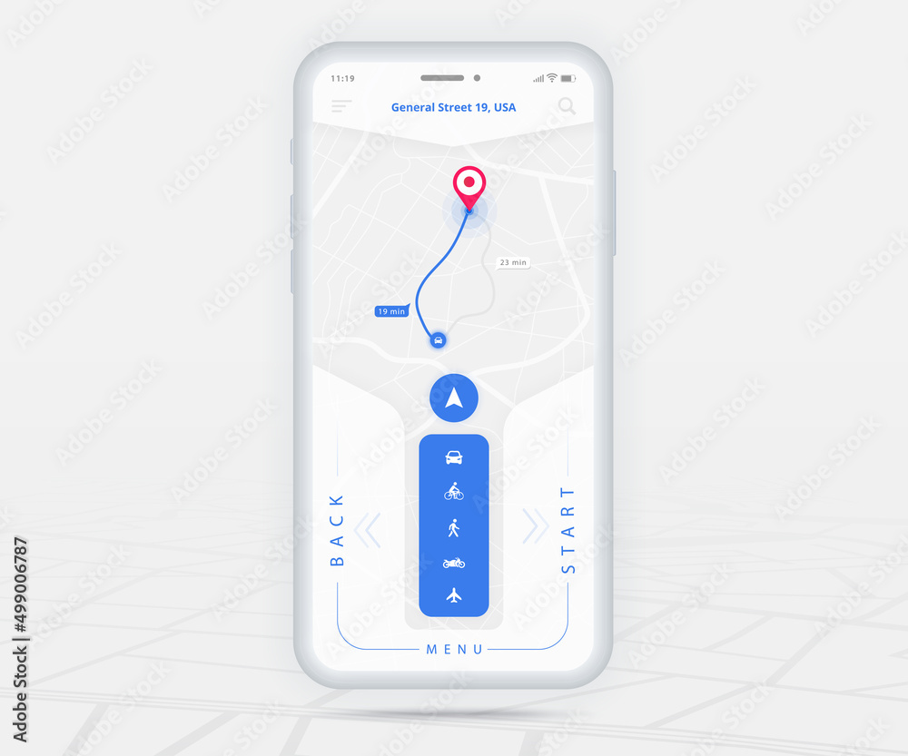 Map GPS navigation app ux ui concept, Mobile map application