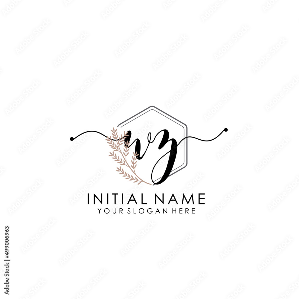 WZ Luxury initial handwriting logo with flower template, logo for beauty, fashion, wedding, photography WZ Luxury initial handwriting logo with flower template, logo for beauty, fashion, wedding, photography