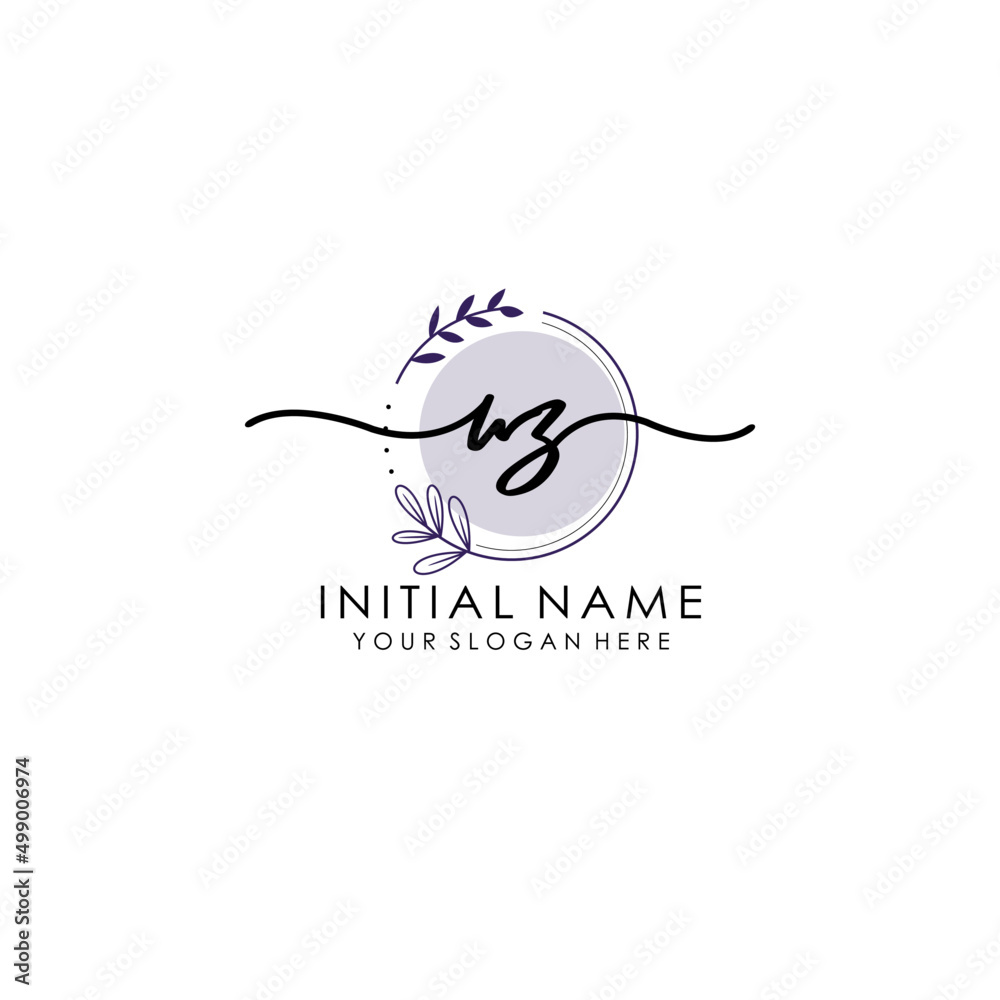 WZ Luxury initial handwriting logo with flower template, logo for beauty, fashion, wedding, photography WZ Luxury initial handwriting logo with flower template, logo for beauty, fashion, wedding, photography