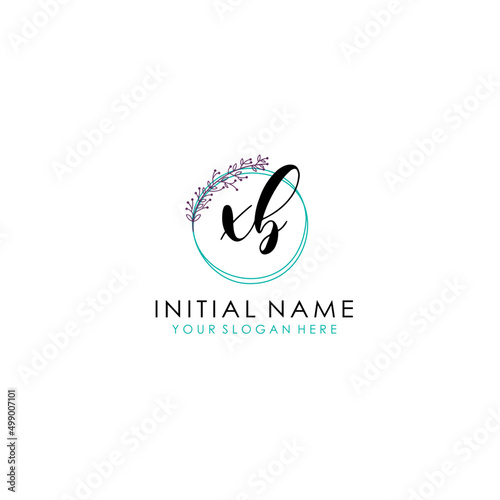 XB Initial letter handwriting and signature logo. Beauty vector initial logo .Fashion boutique floral and botanical