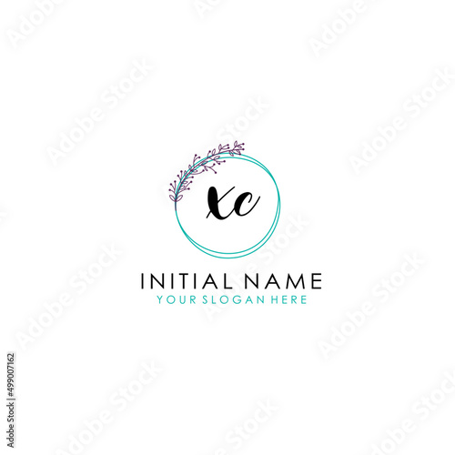 XC Initial letter handwriting and signature logo. Beauty vector initial logo .Fashion  boutique  floral and botanical © Rensi