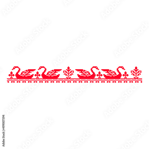 Pixelized pattern Vyshyvanka Traditional Ukrainian Seamless Pattern slavic ornament