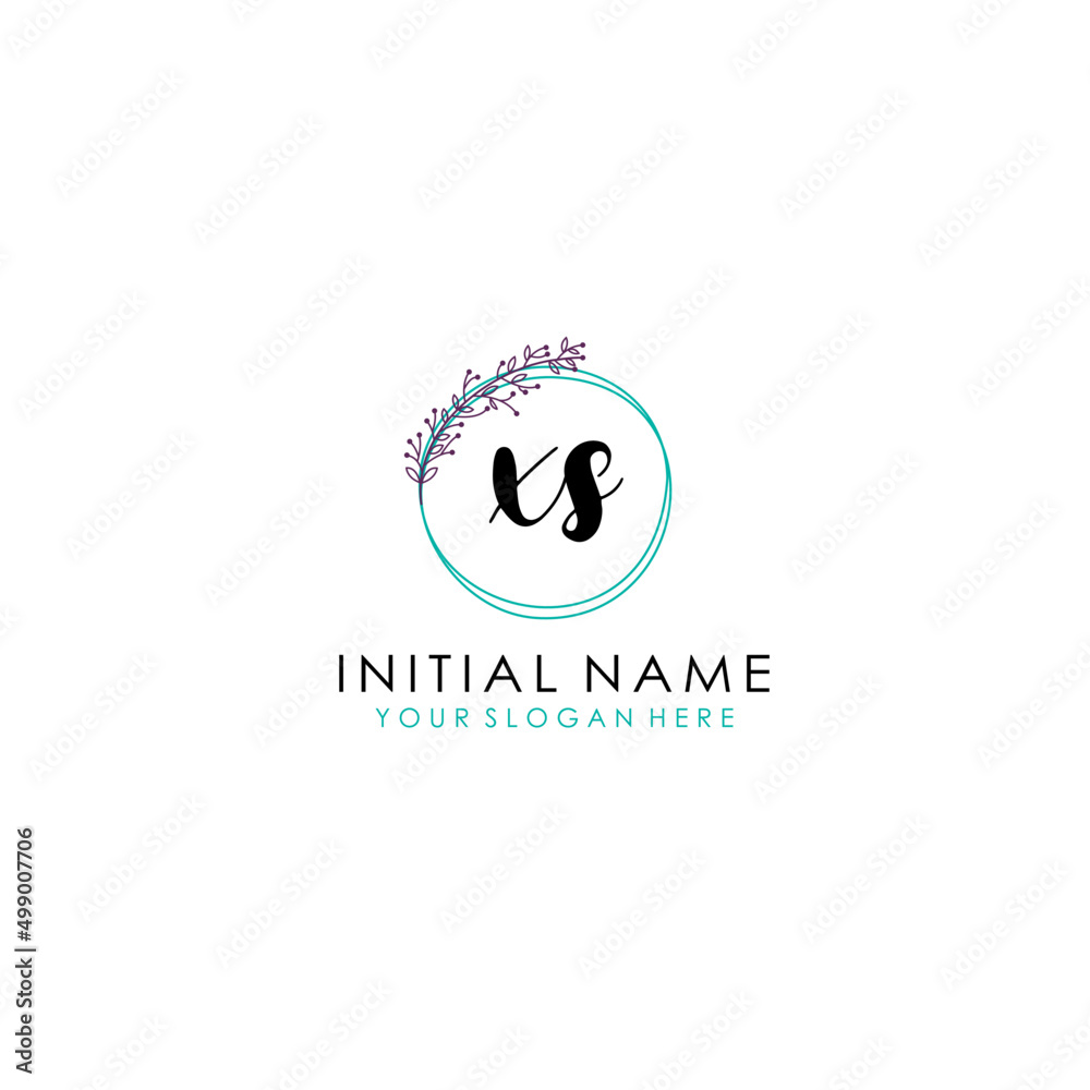 XS Initial letter handwriting and signature logo. Beauty vector initial logo .Fashion boutique floral and botanical XS Initial letter handwriting and signature logo. Beauty vector initial logo .Fashion boutique floral and botanical