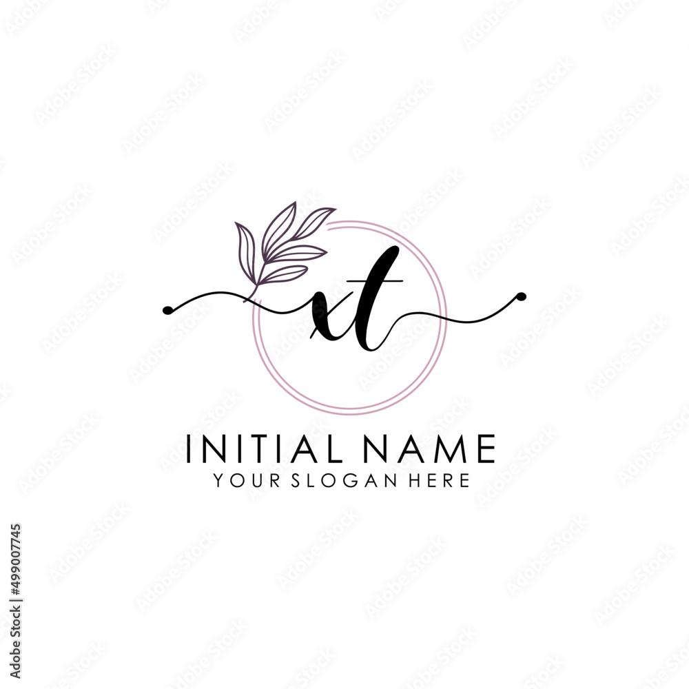 XT Luxury initial handwriting logo with flower template, logo for beauty, fashion, wedding, photography XT Luxury initial handwriting logo with flower template, logo for beauty, fashion, wedding, photography