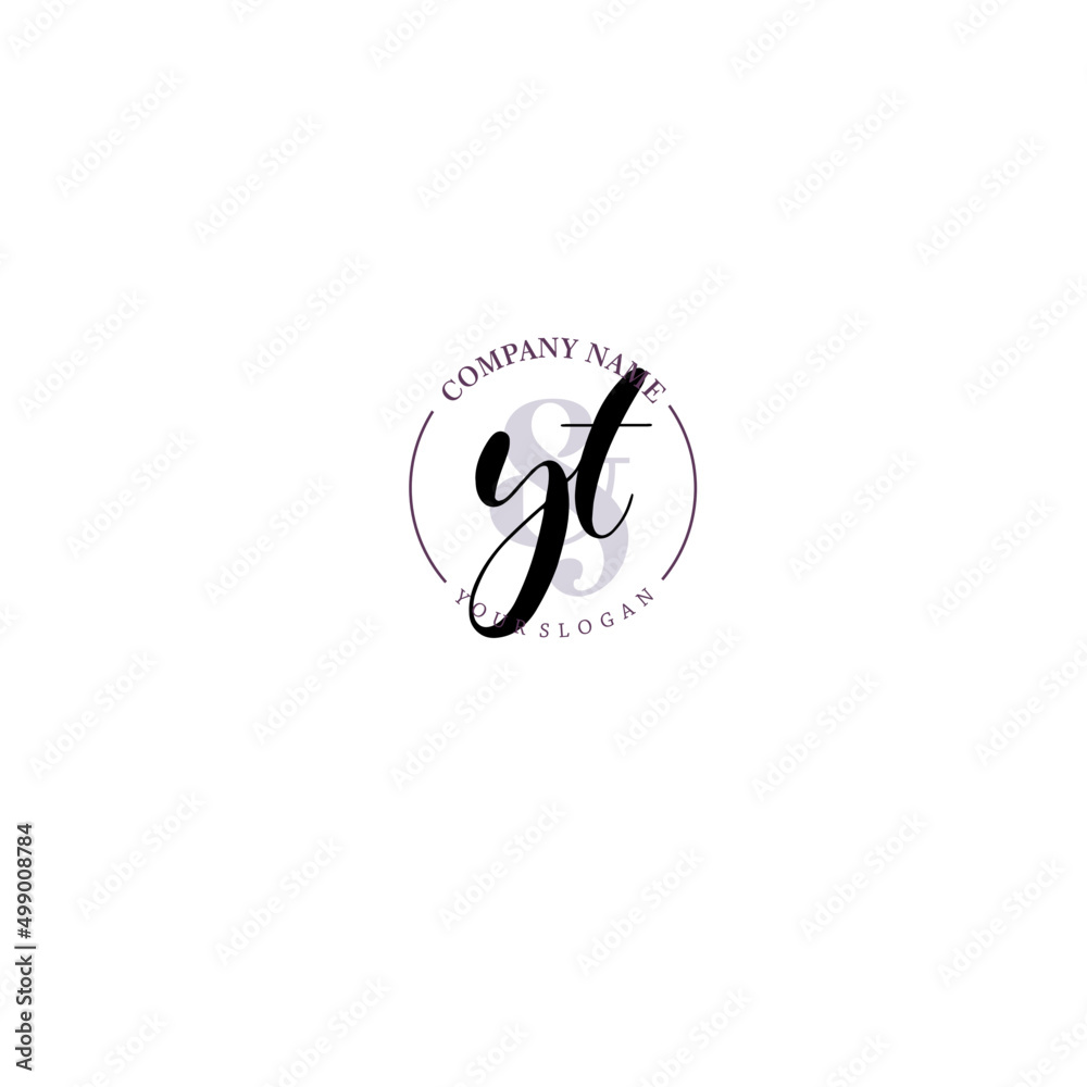 YT Initial letter handwriting and signature logo. Beauty vector initial logo .Fashion boutique floral and botanical YT Initial letter handwriting and signature logo. Beauty vector initial logo .Fashion boutique floral and botanical